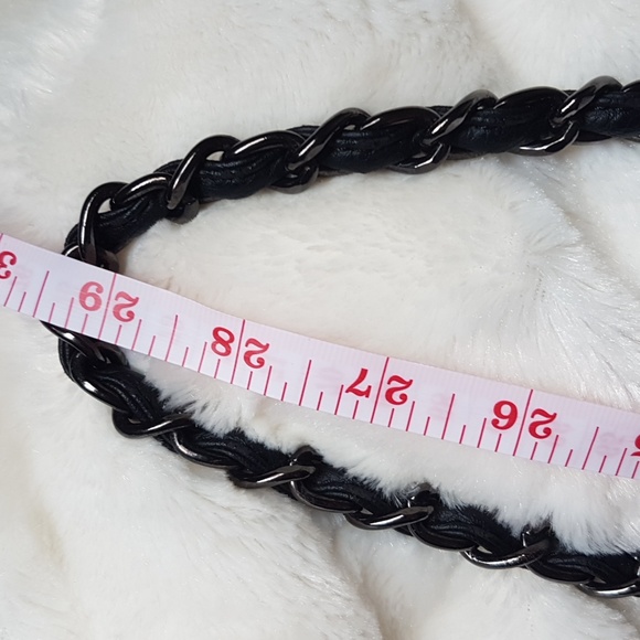 Crossbody Black Quilted Purse w/ metal clasp & vegan leather chain strap | Small - Picture 16 of 16